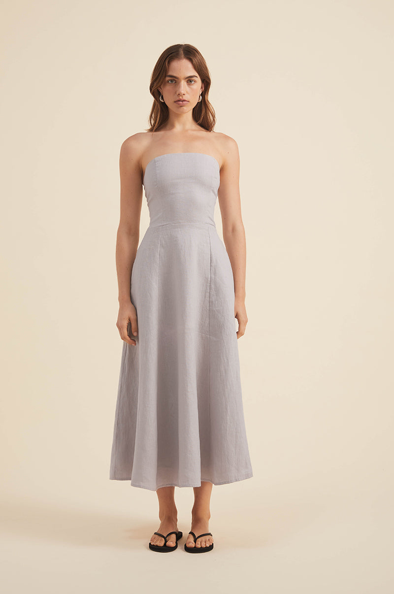 Shirred-back bodice with flowy linen skirt - Sustainably made
