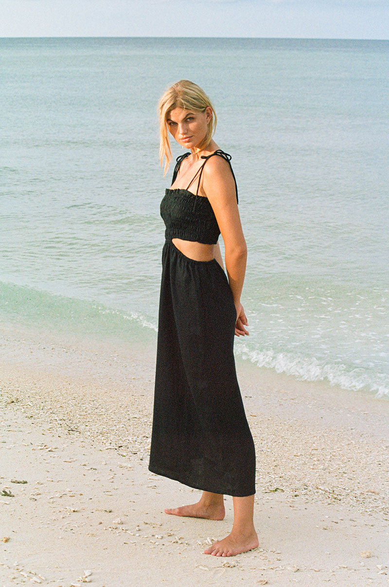 BELEZA Midi Dress - black linen
