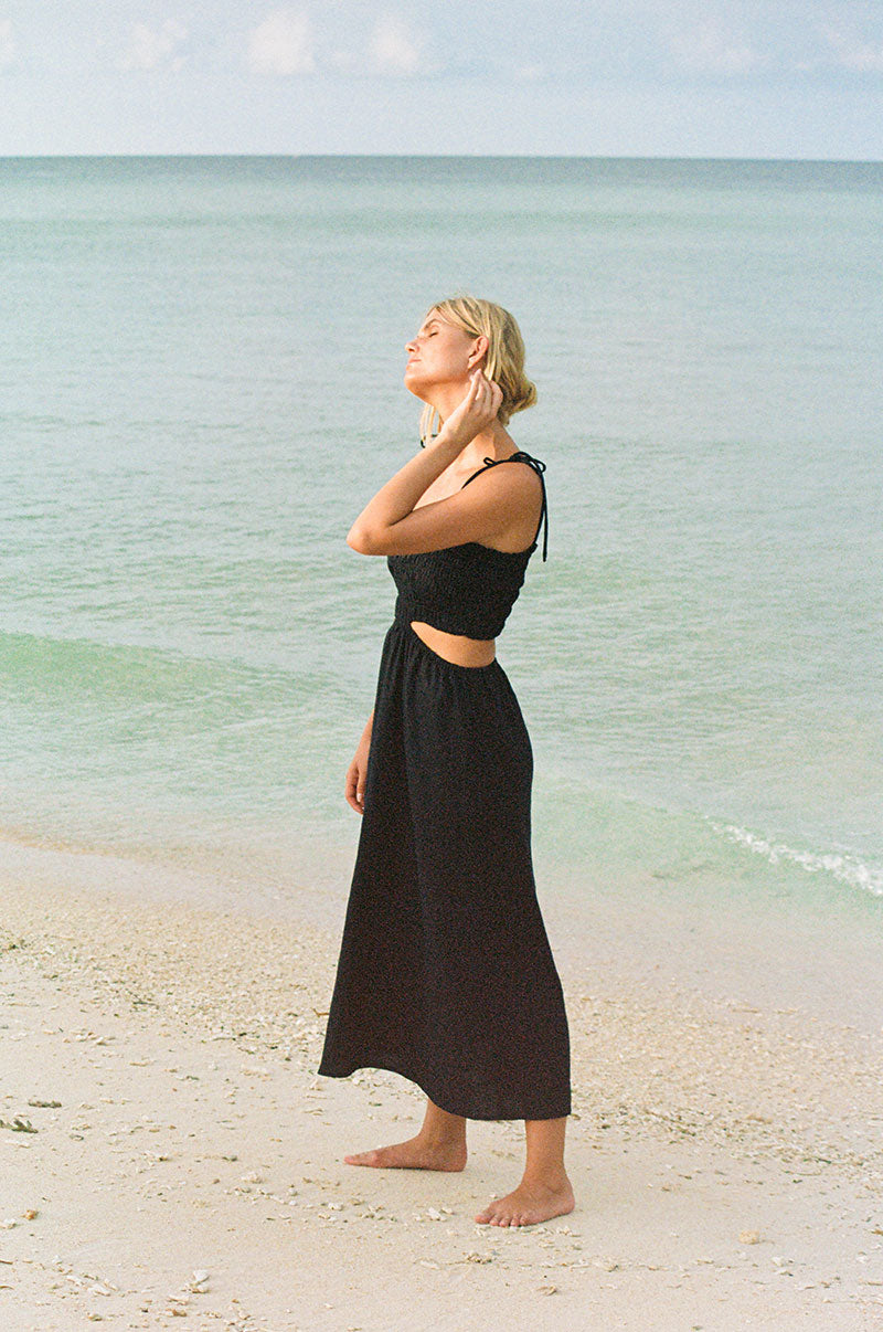 BELEZA Midi Dress - black linen