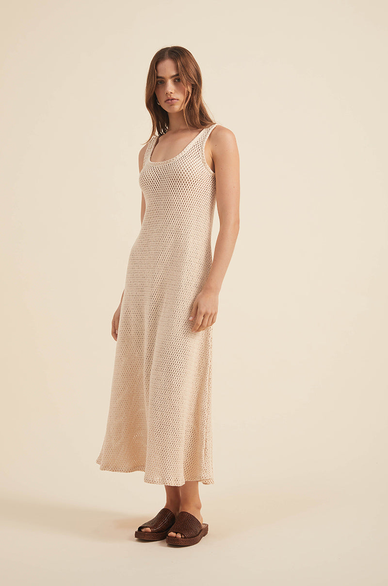 Sustainably made mesh beach dress - natural 