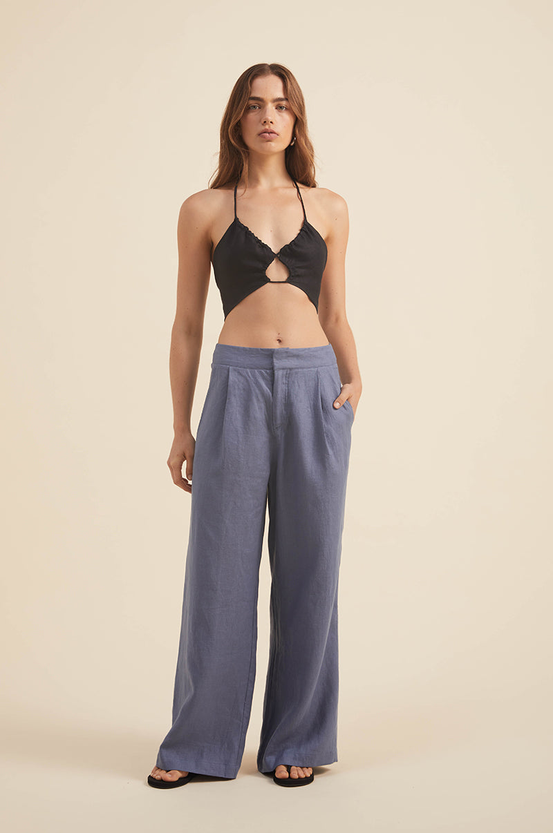 ELARA Top - Black linen - ROVE Designs