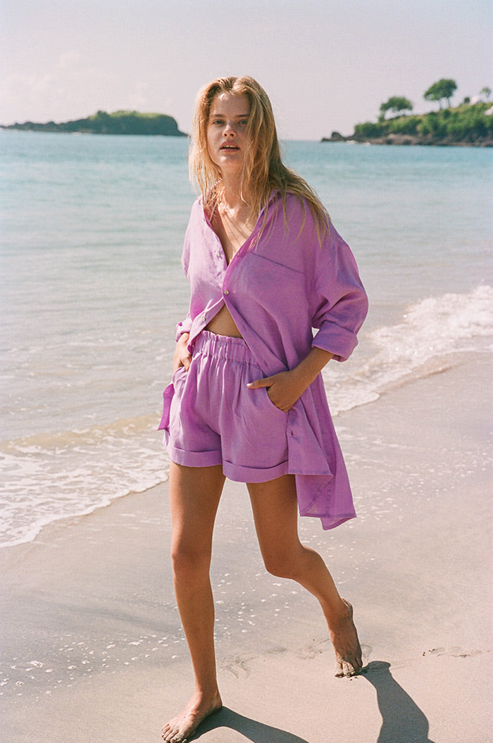 SUMMER Shorts - light purple linen