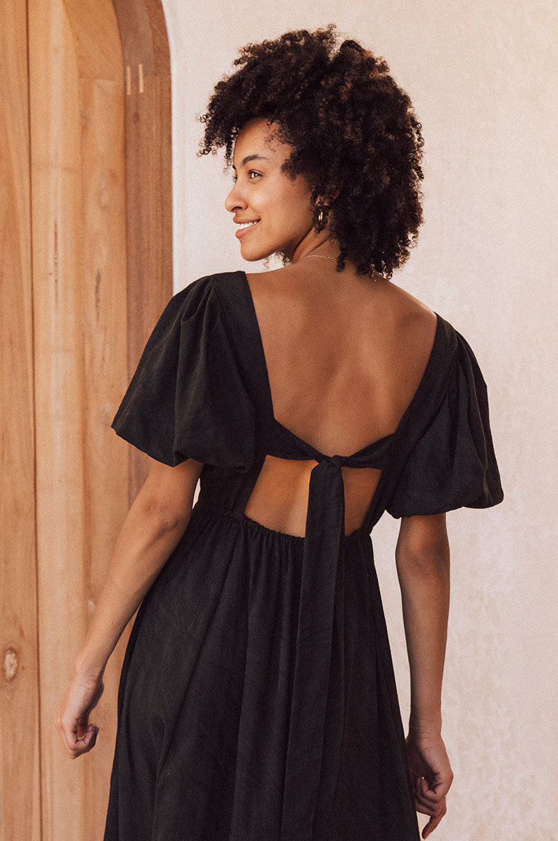 DAYDREAM Midi Dress - black cotton blend