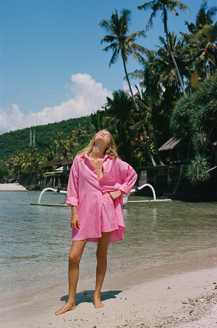 Relaxed-fit Shirt Dress in soft pink - ROVE Australia Relaxed-fit Shirt Dress in soft pink - ROVE Australia