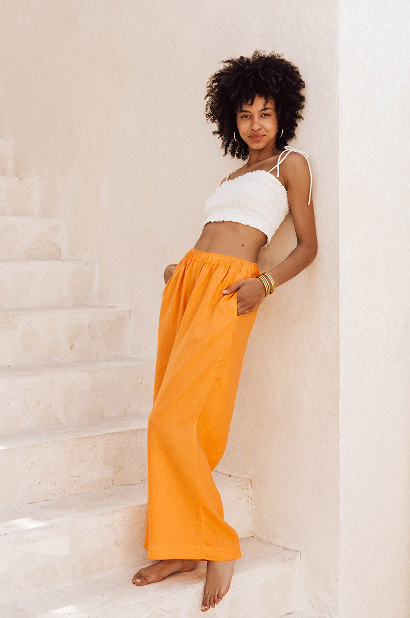 SUMMER Pants - mandarin orange linen