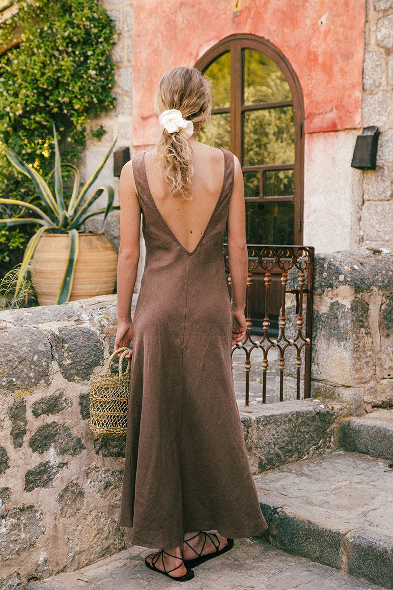 DEIA Midi Dress - mocha linen - ROVE DEIA Midi Dress - mocha linen - ROVE