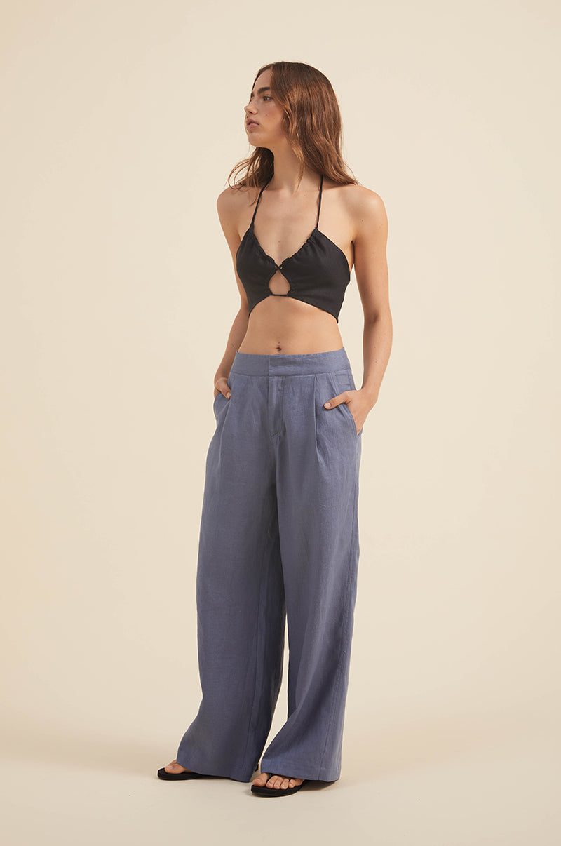 High-rise wide-leg trousers - midnight blue