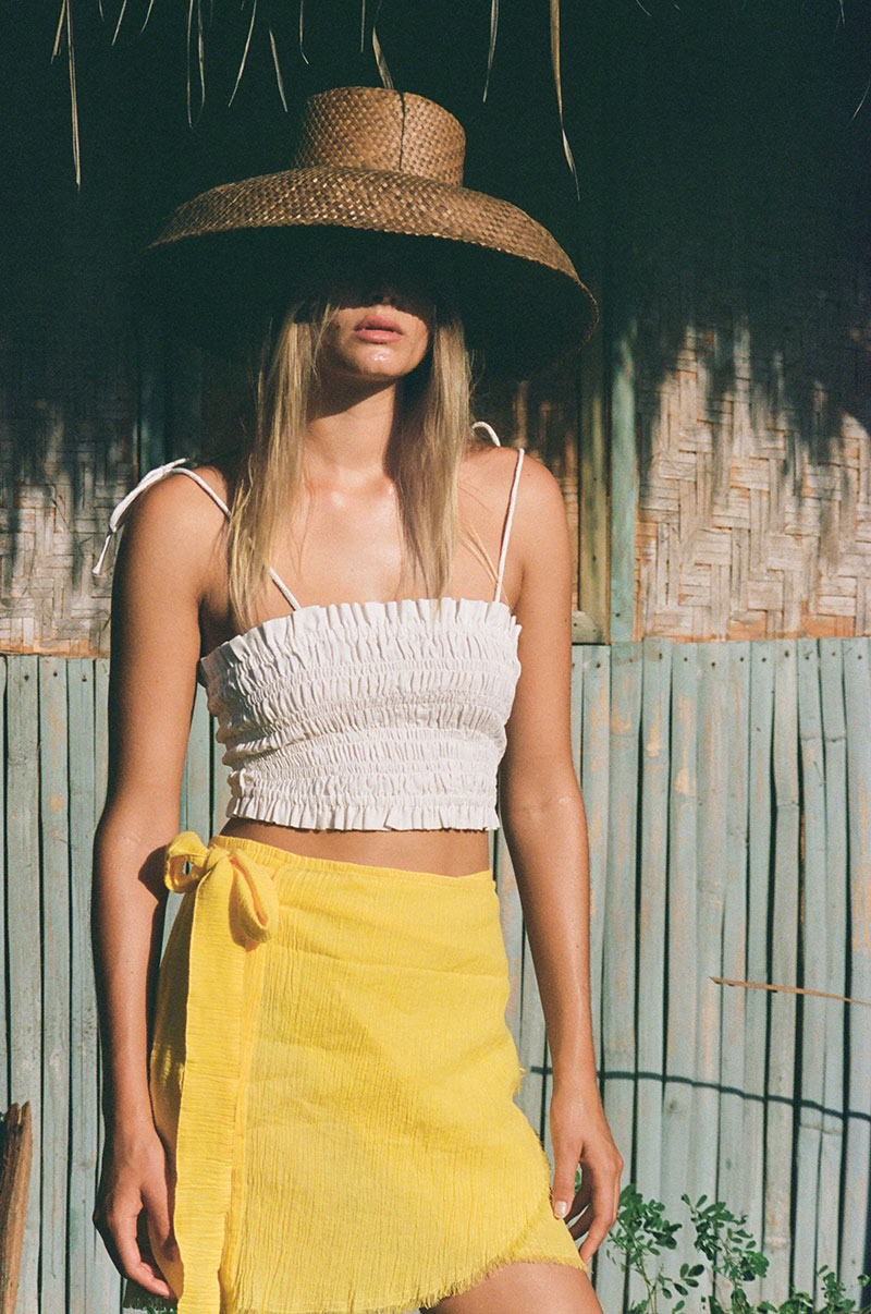 ISLA Wrap Skirt - sunshine yellow linen cotton