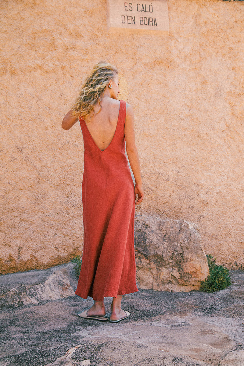 DEIA Midi Dress - red linen - ROVE DEIA Midi Dress - red linen - ROVE