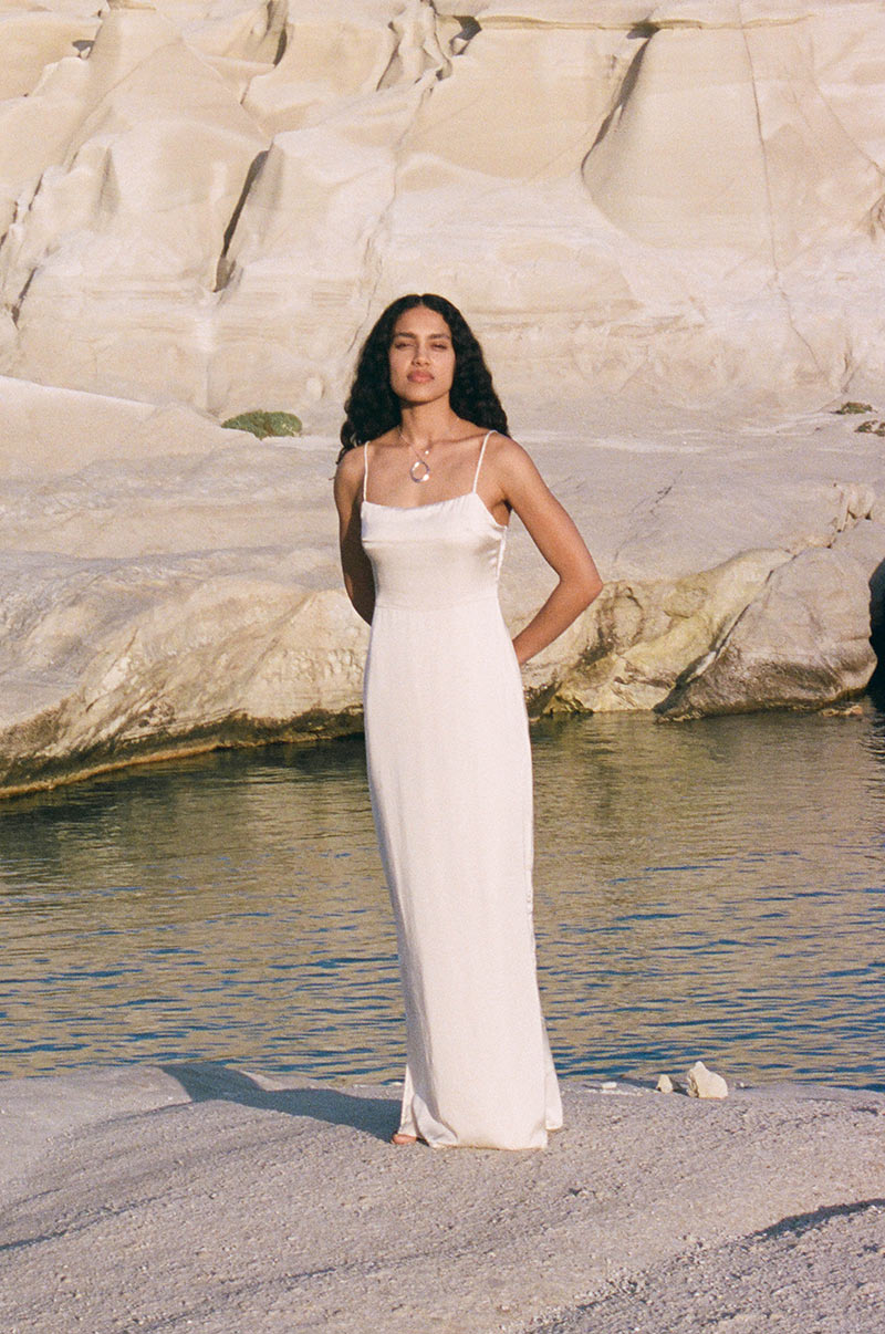 White Satin Sheath Dress - Simple, Elegant Wedding Dress - ROVE White Satin Sheath Dress - Simple, Elegant Wedding Dress - ROVE