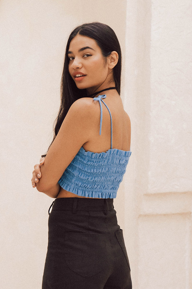 Soft Blue hemp cotton layering bodice top
