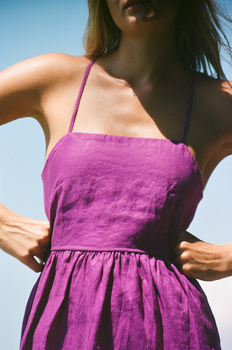 JOIE Midi Dress - purple linen cotton