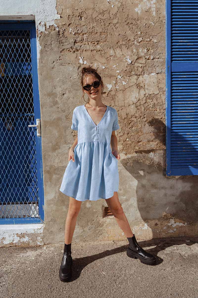 SUNCHASER Dress - sky blue linen