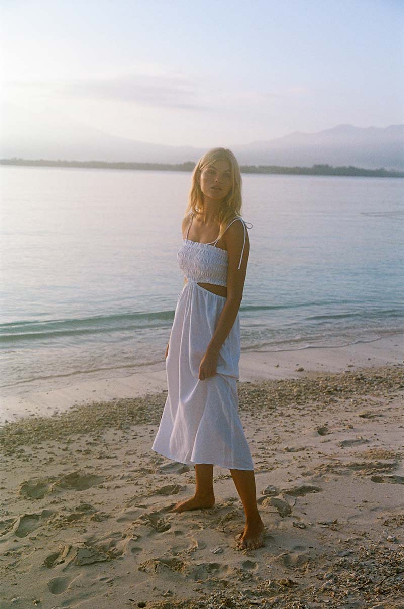 BELEZA Midi Dress - white linen