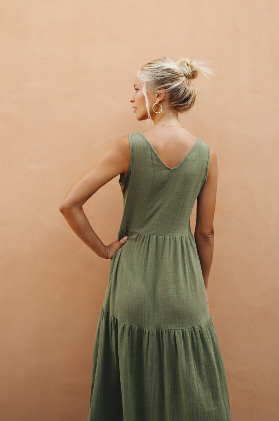 GREVILLEA Dress - khaki cotton