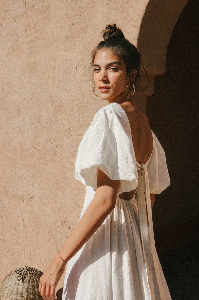 DAYDREAM Midi Dress - soft white cotton blend
