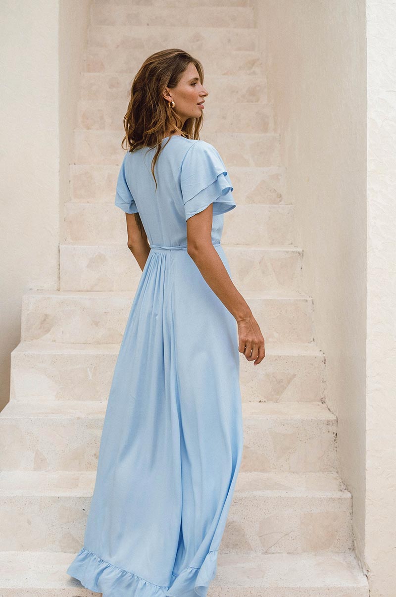 PARAISO Wrap Dress - sky blue ecovero