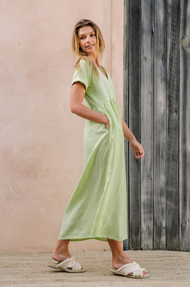 SUNSEEKER Midi Dress - pistachio linen