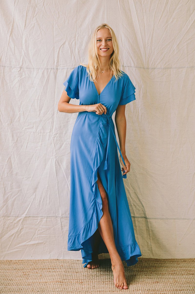 PARAISO Wrap Dress - ocean blue ecovero