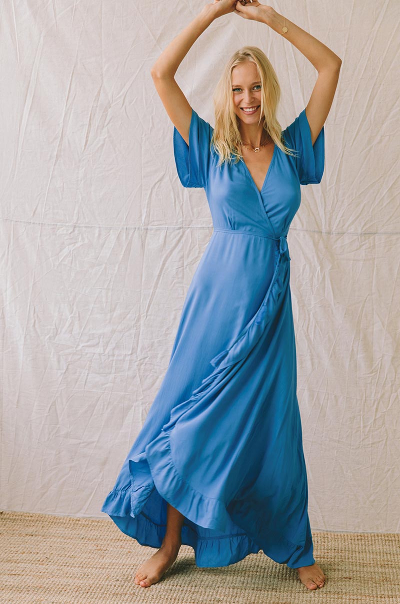 PARAISO Wrap Dress - ocean blue ecovero