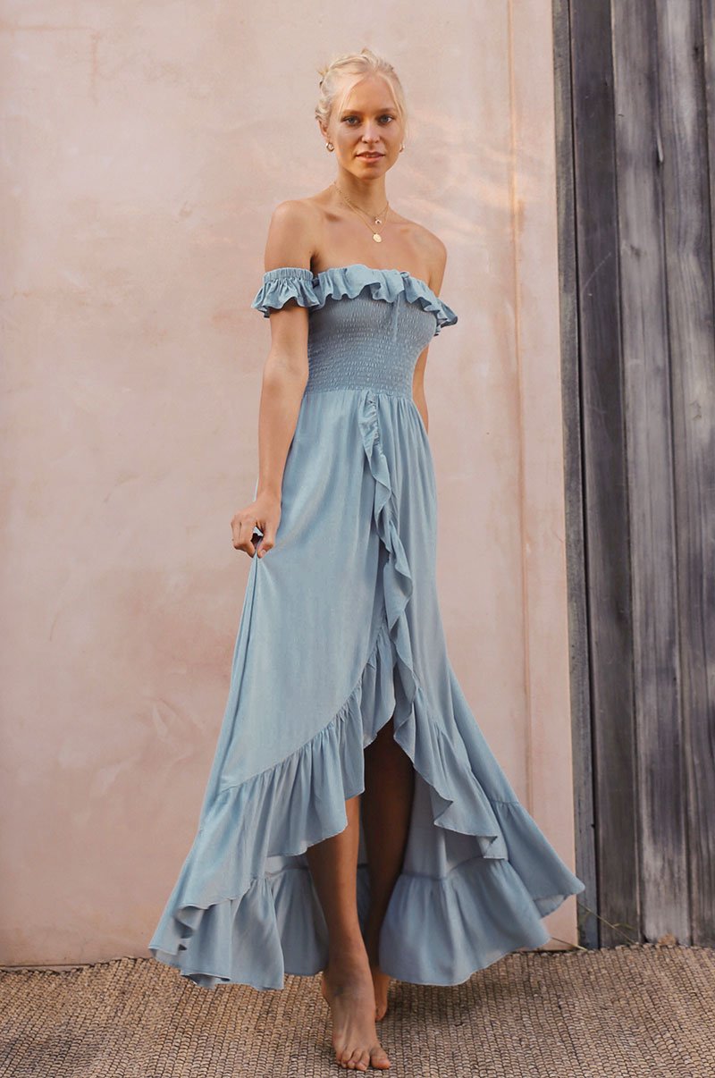 UDAIPUR Dress - dusty blue ecovero