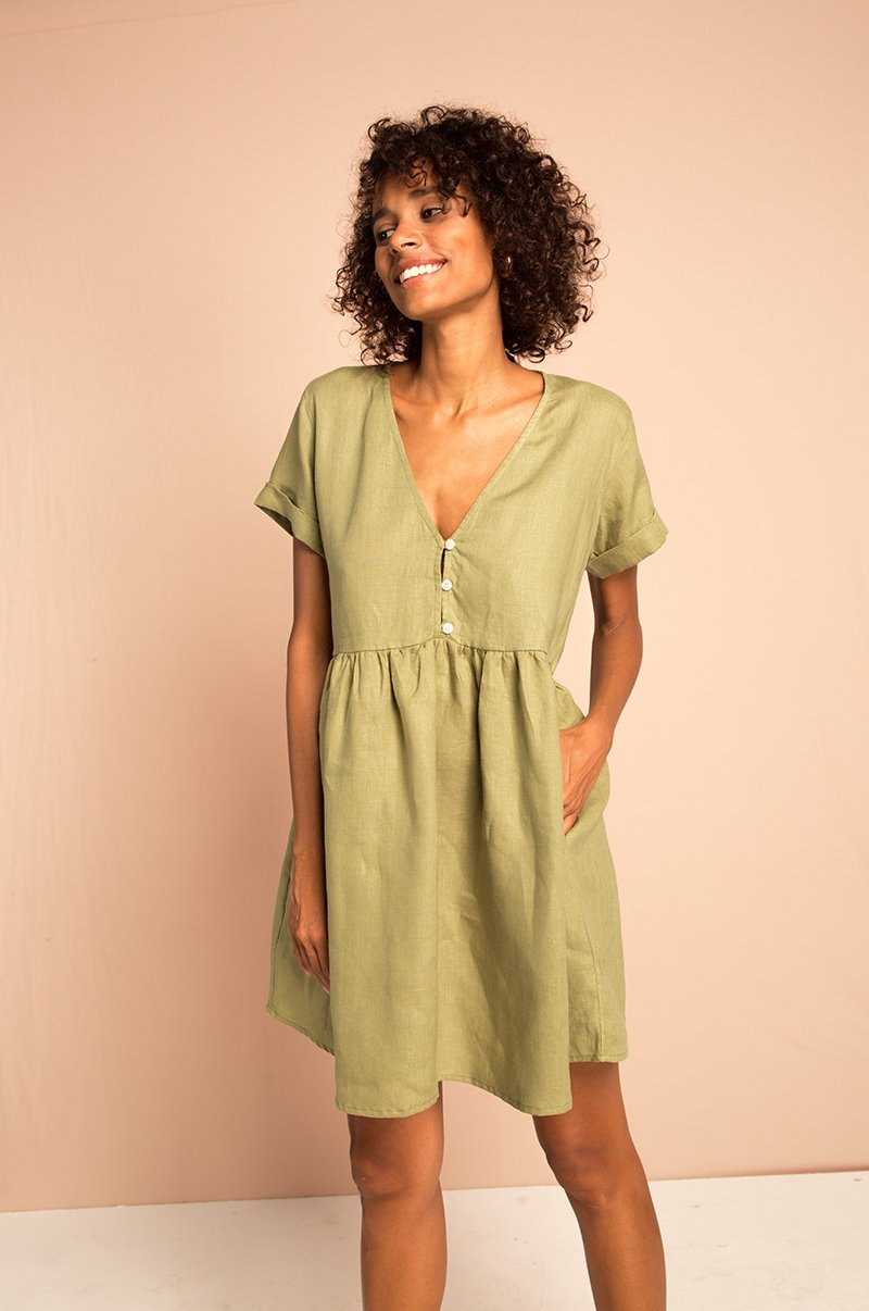 SUNCHASER Dress - light khaki linen