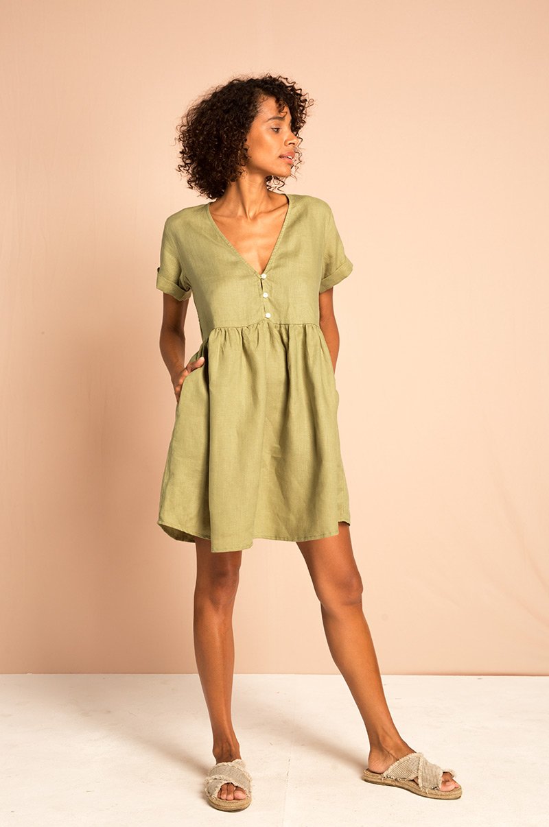 SUNCHASER Dress - light khaki linen
