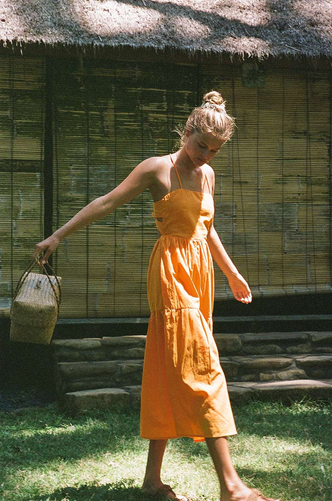 The JOIE Midi Dress in Mandarin Orange